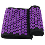 Tapis d'acupression PuraDorse plié avec son coussin cervical violet