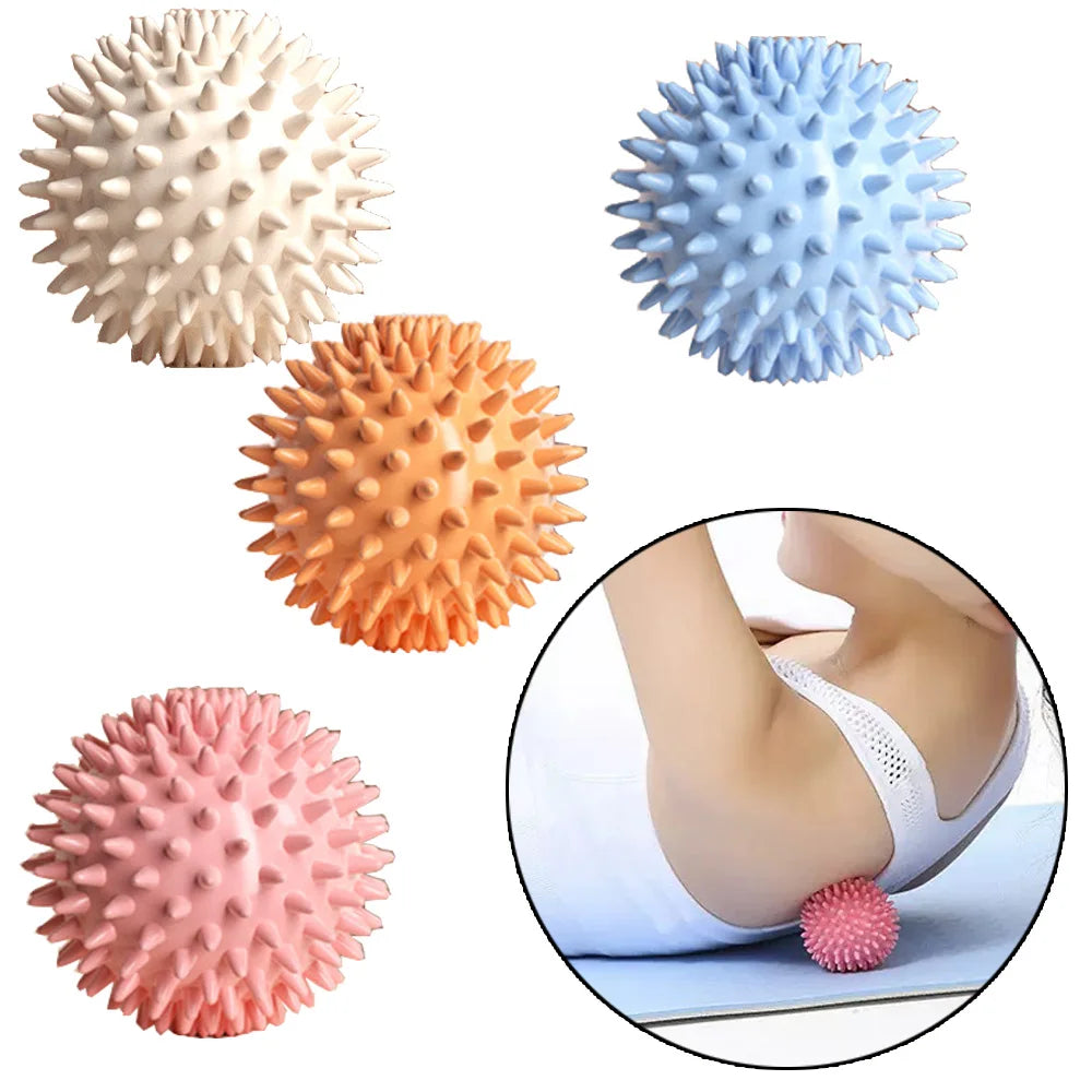 Balle de massage myofasciale PuraDorse Point dans ses quatre coloris : blanc, bleu, orange et rose