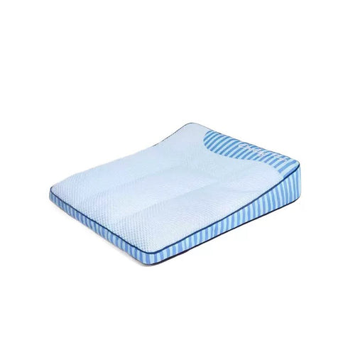 Lit Quiétou pour chien, housse bleu ciel et blanc — vue produit